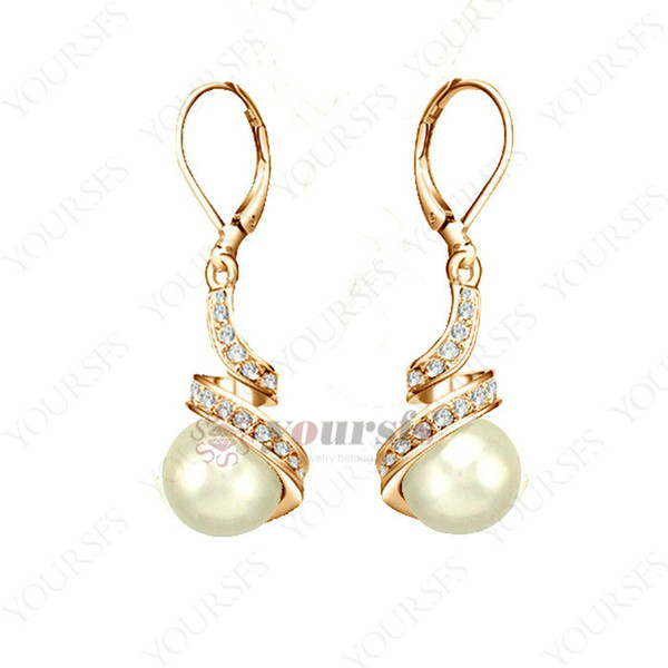 Yoursfs Noble Twist Pearl Earrings Use Crystal 18 K Rose Gold Pearl Pendant Statement Earrings For Women Wedding Aniversary Fashion Jewelry