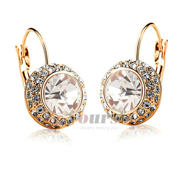 Yoursfs Luxury Fashion Austrian crystal 18 K Gold Plated Hoop Earrings Jewelry Made with Genuine Austrian Clear Crystal Statement Earrings