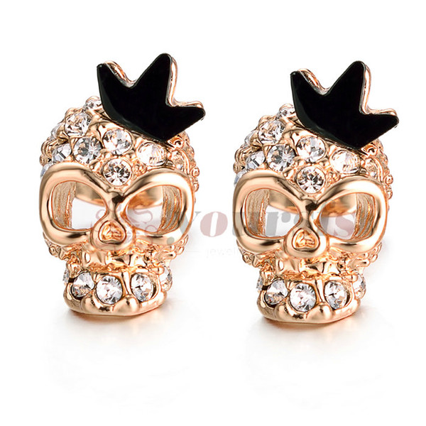 Yoursfs Skull Halloween earrings studs 18k Rose Gold plated Stud Earrings For Men and Women