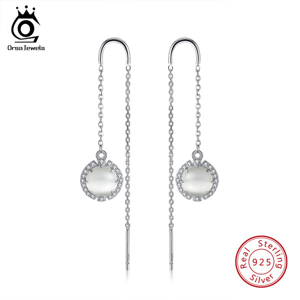 ORSA JEWELS Real 925 Sterling Silver Earrings For Women 4 Styles Drop Earring Gold-color Fashion Female Jewelry Gift SE74