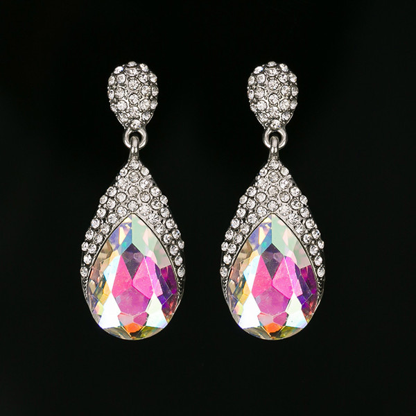 New fashion long crystal drop earrings for women 3 color vintage silver plated bride Earrings wedding Jewelry accessories #E306