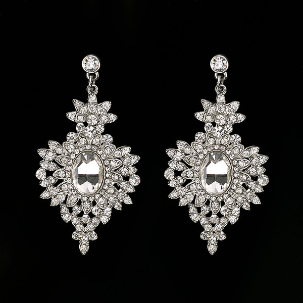 New Wedding Accessories Silver Plated Jewelry Women drop Earrings Bijoux Genuine Elements Austrian Crystal Earring #E219