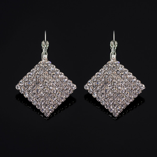 Square Earring Studs Gold /Silver Plated Micro Inlay AAA Cubic Zirconia Cute Fashion Earrings For Women jewelry #E291