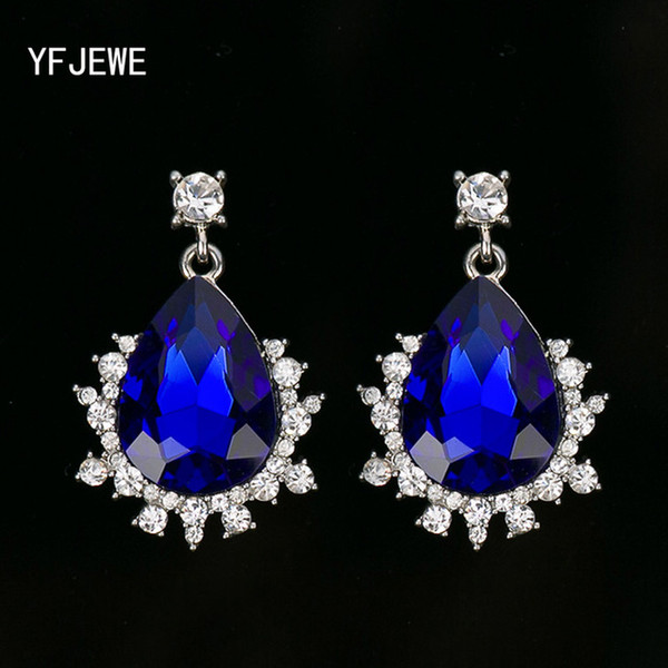 Fashion women Multi-color crystal vintage retro silver plated romantic pendants ladies accessories jewelry earrings for party gift #E298