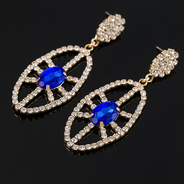 Christmas gifts Fashion luxury crystal drop earrings for women jewelry rhinestone Red Blue and Green women earrings #E088