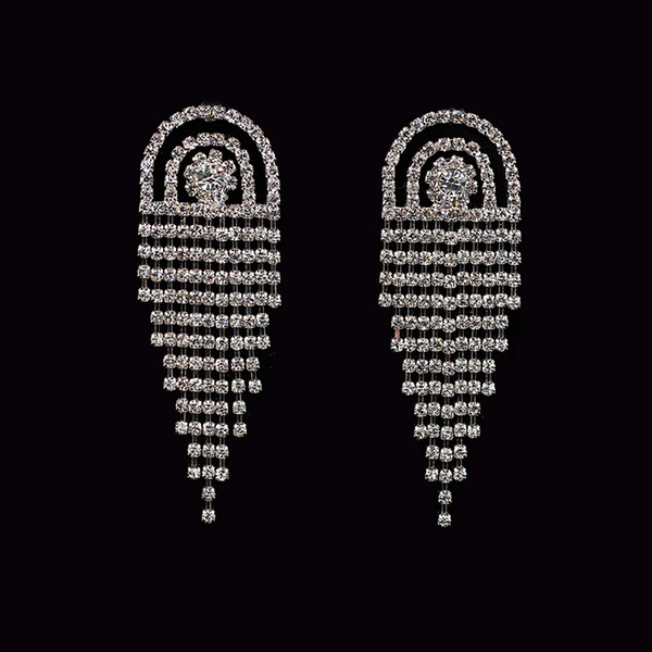 2017 New Fashion silver Rhinestone Classic tassel Wholesale Crystal Drop Earrings Fashion Bridal Wedding Jewelry #E252