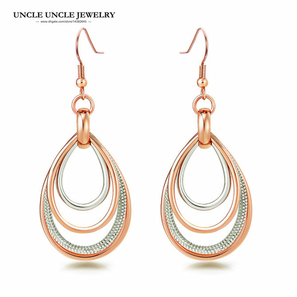 Multiple Tassel Woman Earrings Rose Gold Color Water Drop Style Long Female Hook Earring Wholesale Bridal Jewelry 2 wear ways