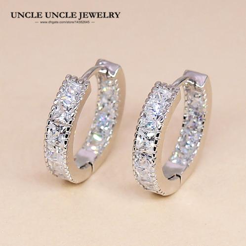 Elegant Earrings White Gold Color Sparkly Zirconia Setting Fashion Woman Earring Christmas Gifts Wholesale