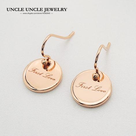 Brand Design Rose Gold Color First Love Style Round Polished Surface Woman Drop Earring Wholesale Fashion Jewelrys Gift