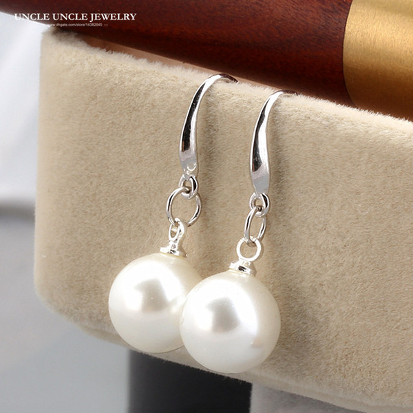 On Sale Classic Simple Style 925 Sterling Silver Hook High Quality Round Simulated Pearl Woman Hook Earring Wholesale