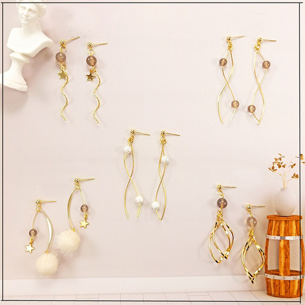 Original Alloy Drop Earrings Vintage Imitation Pearl Agate Beads Handmade Earrings Women Fashion Long Dangle Jewelry Accessories Wholesale