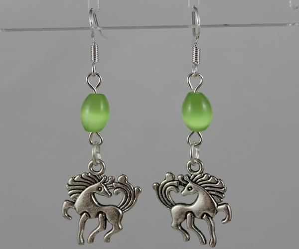 10 Pair Back Head Horse Charms&Opal Bead Drop/Dangle Earrings Vintage 925 Sterling Silver Earrings For Women Jewelry Gifts P1870