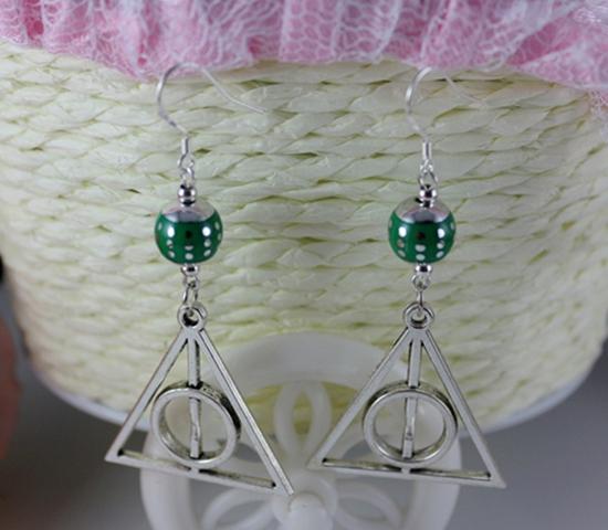 Triangular knot Charms Bead Dangle Earrings 925 Silver Fish Ear Hook 50pairs Tibetan Silver Chandelier Earrings Jewelry Gift HOT N1378