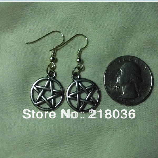 50Pair Vintage Pentagram Charms 925 Sterling Silver Drop/Dangle Earrings For Girls Woman Dress Brand Gifts DIY Jewelry M2689