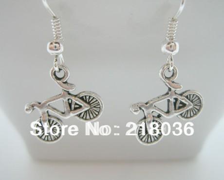 Bicycle Charms Dangle Earrings 925 Silver Fish Ear Hook 50pairs Tibetan Silver Chandelier Earrings Jewelry Valentine's Gift M2695