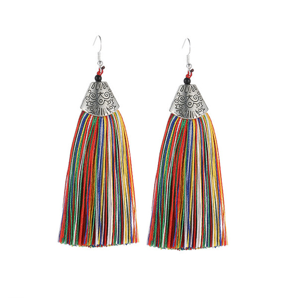 New 9 Colors Vintage Bohemian Fish Mouth Long Tassel Earrings Fashion Classic Women Retro Drop Dangle Earrings Jewelry Gifts