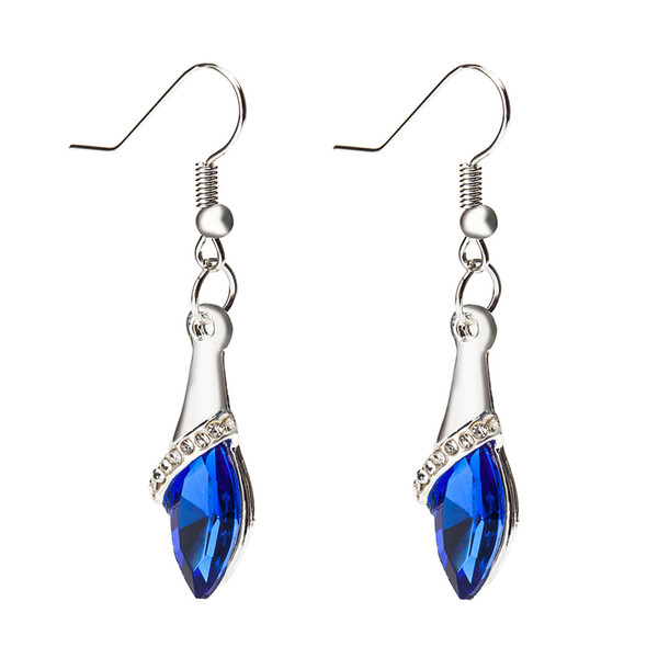 New Exquisite Bright Blue Crystal Earrings Multi Color Water Drop Earrings Fashion Elegant Dangle Earring Jewelry for Women