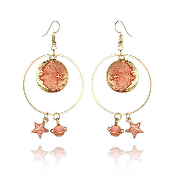 Hot Sale Moon Star Long Drop Earings 2018 New Arrival Dangle Earrings For Women Pendant Fashion Earring Jewelry Wholesale