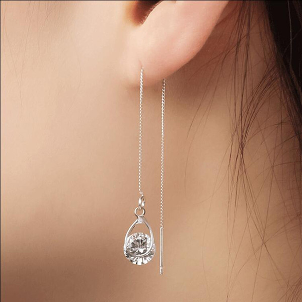 2018 New Hot Sale Women Zircon Long Drop Earrings Super Shinning Girls Tassel Earring Fashion Jewelry Accessories Gift