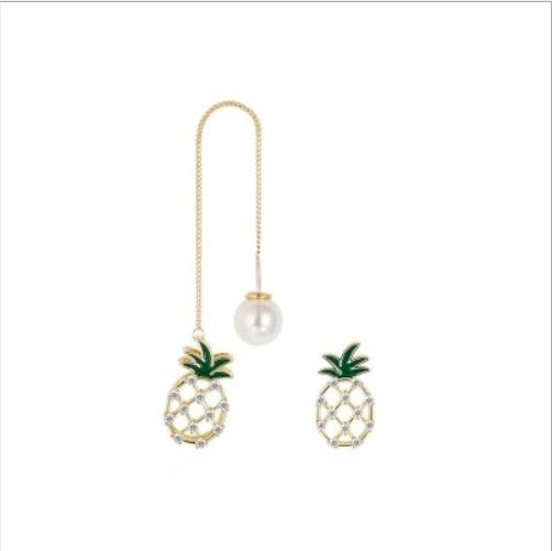 925 silver needle asymmetric pineapple earrings long woman earrings