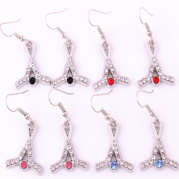 Sports Earring Newest Styles Zinc Alloy Rhodium Plated Crystal Hockey Black Birthstone Earrings Perfect Gift For Any Woman