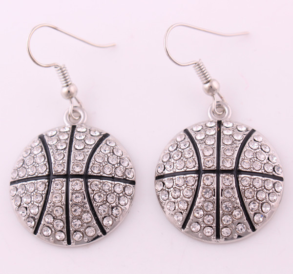 Fashion Hot Selling Zinc Alloy European Sport Full Rhinestone Basketball Pendent Crystal Sport Earrings Jewelry Best Gift Drop Shipping