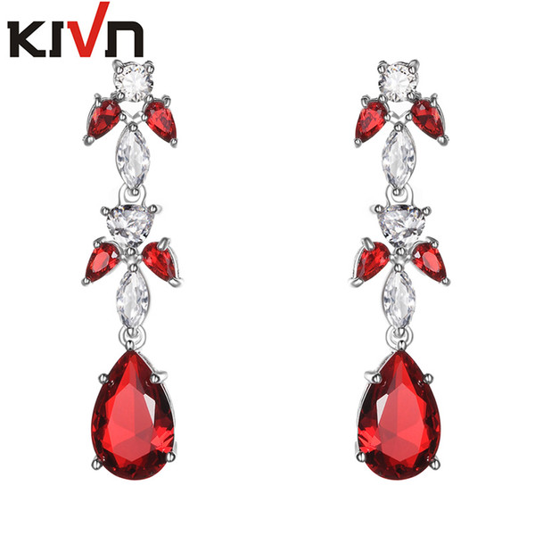 KIVN Fashion Jewelry Luxury Blue Pave CZ Cubic Zirconia Wedding Bridal Earrings for Womens Girls Birthday Christmas Gifts