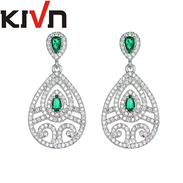 KIVN Fashion Jewelry Drop Dangle Pave CZ Cubic Zirconia Wedding Bridal Earrings for Women Birthday Christmas Gifts