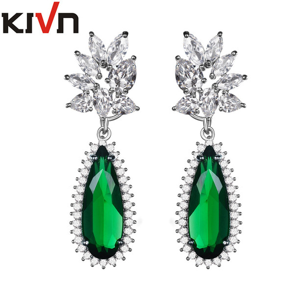 KIVN Fashion Jewelry Drop Dangle Blue CZ Cubic Zirconia Bridal Wedding Earrings for Women Birthday Christmas Gifts