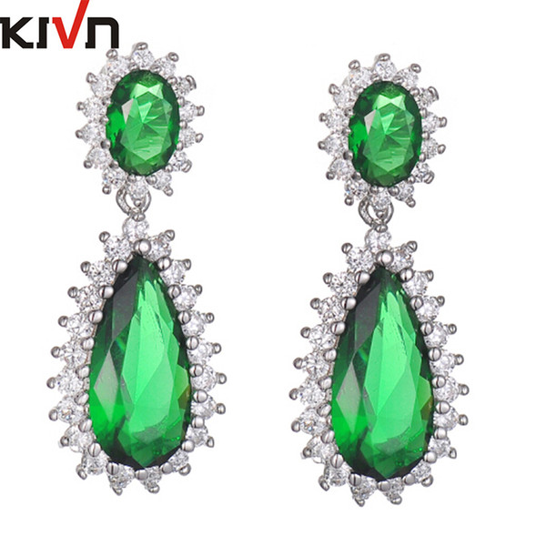 KIVN Fashion Jewelry Drop Dangle Pave CZ Cubic Zirconia Wedding Bridal Earrings for Women Girls Promotion Birthday Gifts