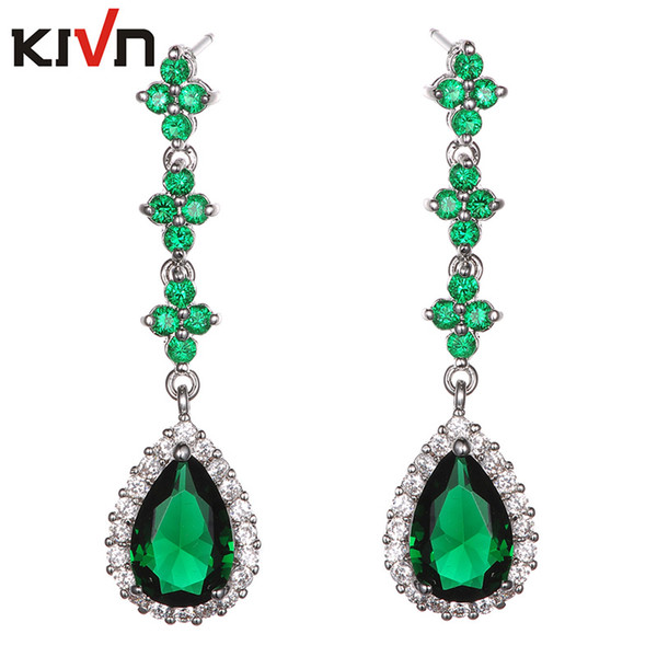 KIVN Fashion Jewelry Drop Dangle Blue CZ Cubic Zirconia Wedding Bridal Earrings for Women Mothers Day Birthday Christmas Gifts