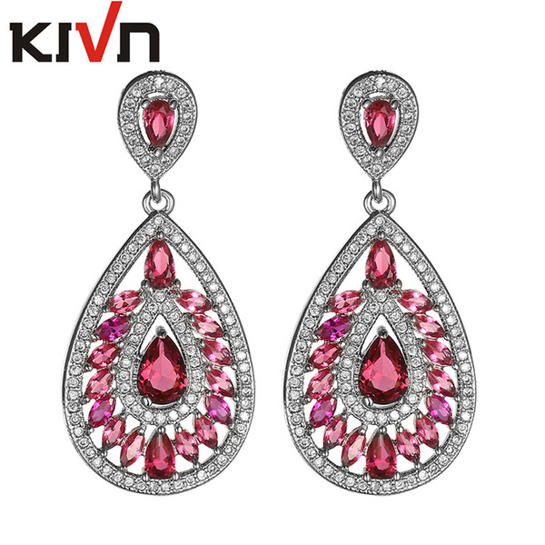 KIVN Fashion Jewelry Luxury Drop Dangle Pave CZ Cubic Zirconia Bridal Wedding Earrings for Women Birthday Christmas Gift