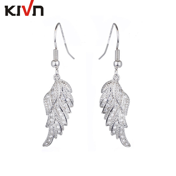 KIVN Fashion Jewelry Angel Wing Feather CZ Cubic Zirconia Bridal Wedding Earrings Mothers Day Girls Christmas Birthday Gifts