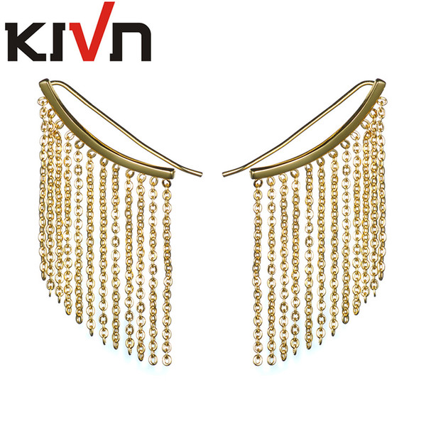 KIVN Fashion Jewelry 18K Gold CZ Cubic Zirconia Chain Ear Cuff Ear Crawler Climber Earrings for Women Mothers Birthday Christmas Gifts