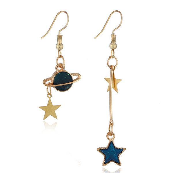 Korean Earings Fashion Jewelry Modern Women's Earrings Irregular Blue Moon Stars Drop Dangle Earrings For Women Brincos CE471