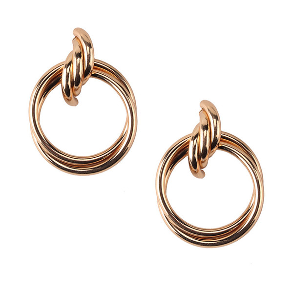 Vintage Geometric Big Circle Gold Silver Alloy Statement Earrings For Women Earings Fashion Jewelry Oorbellen CE478