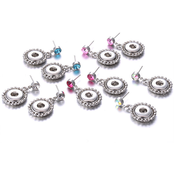 New 12mm Noosa Snap Earrings Jewelry Retro Silver Flower Snap Earrings DIY Noosa Chunk dangle drop Earrings jewelry for girl gift