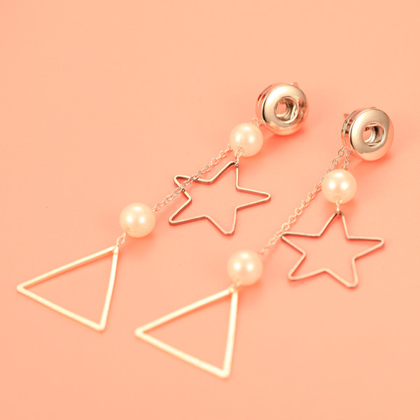 New 12mm Noosa Snap Earrings Jewelry Star Metal Snap Button Earrings DIY Noosa Chunk dangle drop Earrings for Girl Gift