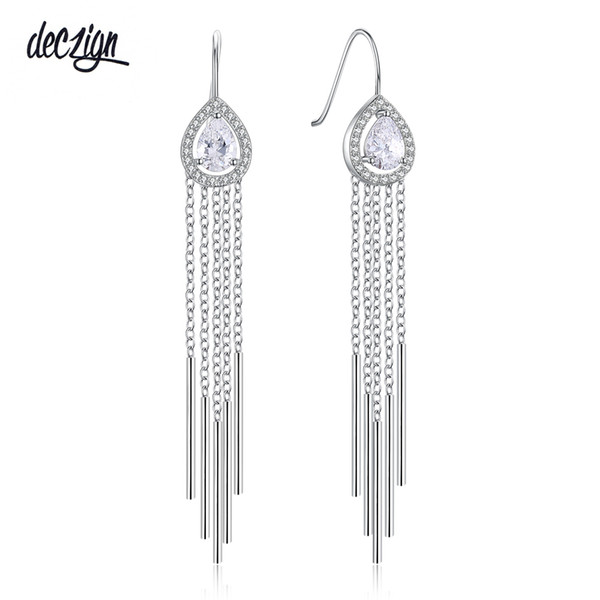 Deczign New Arrival Long Tassels Earrings for Women Brincos Dangle Zircon boucle d'oreille Drop Shippings Wholesales WE3672