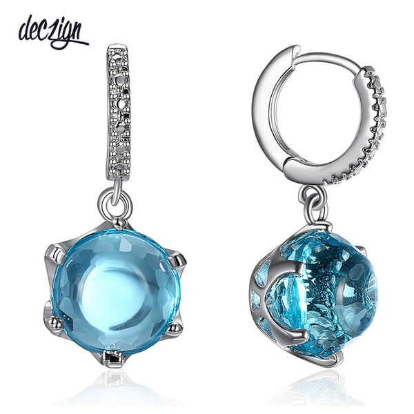 Deczign Hot Selling Special Cut Cubic Zircon Earrings for Woman Sky Blue Color Stone Elegant Jewelry Wholesale WE3819