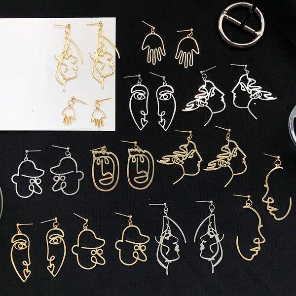 Hollow Face Earrings Face Palm Dangle Ear Ring Chandelier Women Fashion Jewelry Valentine Gift Drop Ship