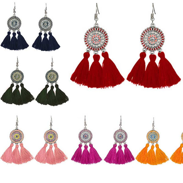 Bohemian Long Tassel Earrings For Women 2019 Fashion Jewelry 12 Colors pendant Fringe Dangle Earrings Female Wedding Gift drop shipping