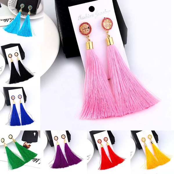 New Fashion Luxury Crystal Tassel Earrings for Women Girl Wedding Party Charm Elegant Red Long Earring Jewelry Gift drop ship