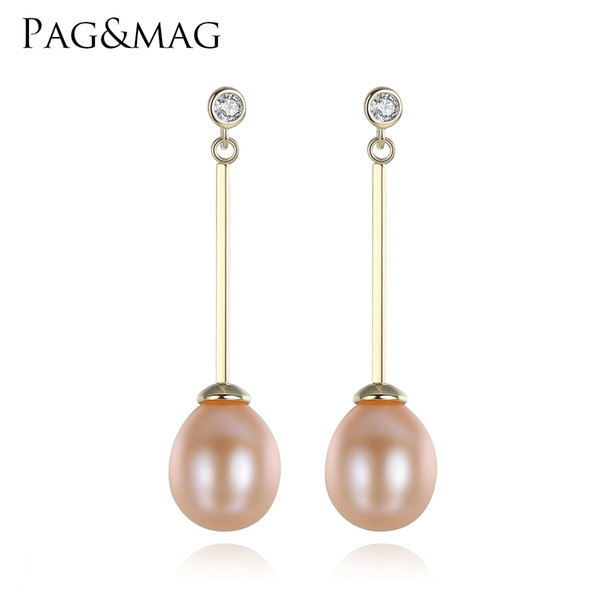 PAG&MAG Pure 925 Sterling Silver Drop Earrings Accessories For Women Minimalism Design Drop Tear Statement Natural Pearl Earring