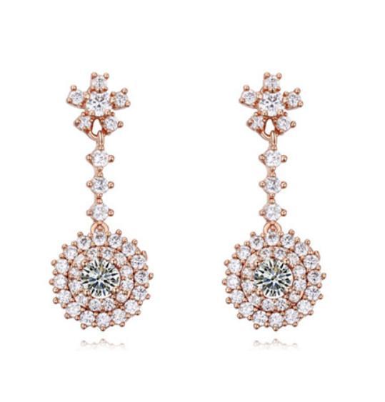 Earrings Jewelry Women Fashion Luxury Exquisite 18K Gold Plated Quality Zircon Sunflowers Drop Earrings Wholesale Drop Shipping TER057