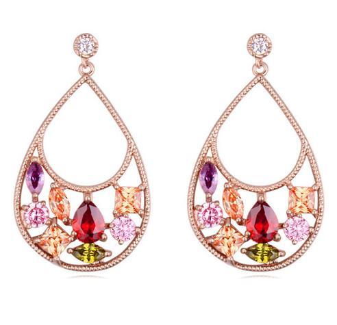 Dangle Chandelier Earrings Women Fashion Luxury High Quality Zircon 18K Gold Plated Water Drop Style Drop Earrings Jewelry TER021