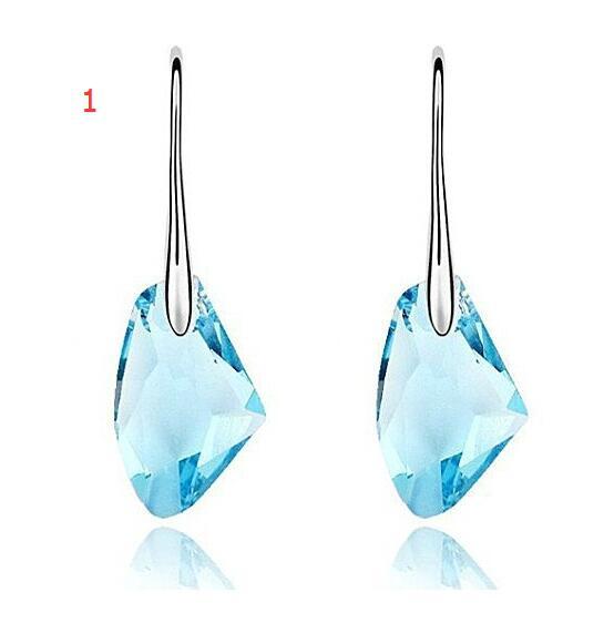 Pretty Luxury Austrian Crystal Drop Earrings 925 Sterling Silver Party Earrings for women jewelry 20 Pairs Free Shipping