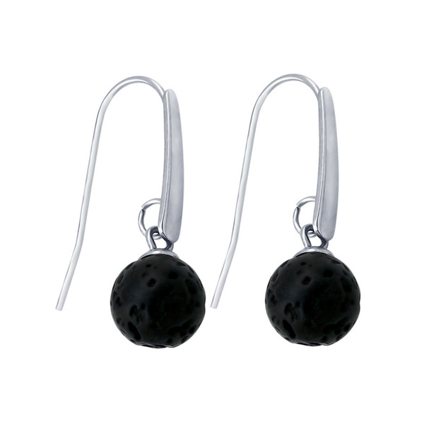 Lava Rock Beads Dangle Earrings 6,8,10mm Aromatherapy For Women Freee Shipping Essential Oil Handmade Lava Stone Earrings