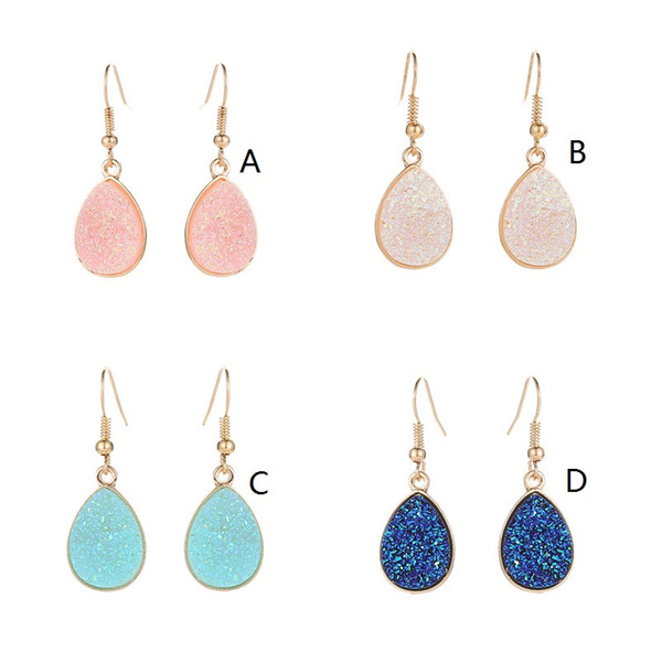 Kendra Style Waterdrop Druzy Drusy Earrings Water Drop Resin Druse Charms Chandelier Earrings Jewelry Women Gift