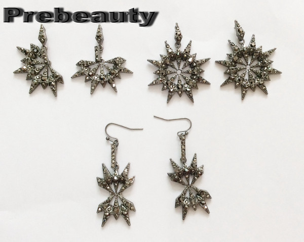 Prebeauty Punk Star Crystal Drop Earrings For Women Original Design Triangles Rhinestone Dangle Earring Luxury Wedding Jewelry Hot